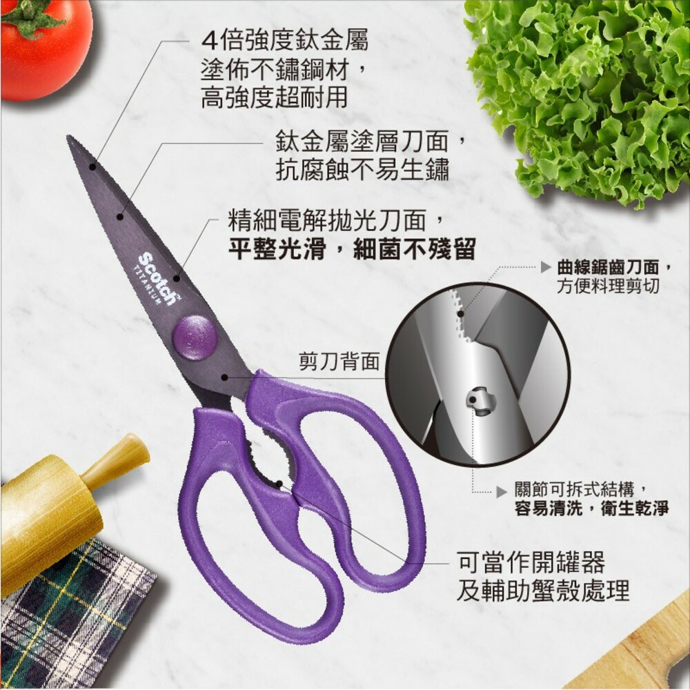 3M可拆式鈦金屬料理剪刀： 唯一獲得「SGS雙重食品安全認證」的料理剪刀