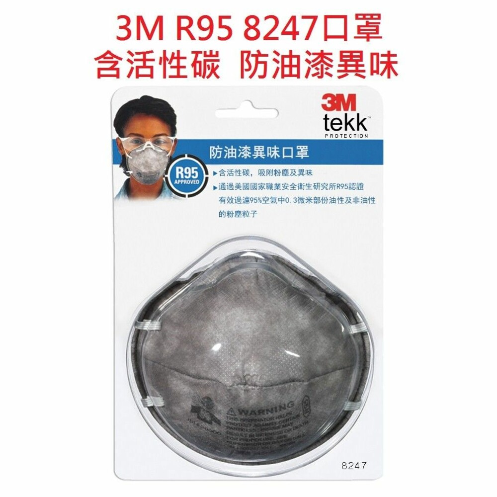 3M  R95等級口罩+活性碳！專業防護系列 8247D防漆異味口罩，比N95高級 圖片