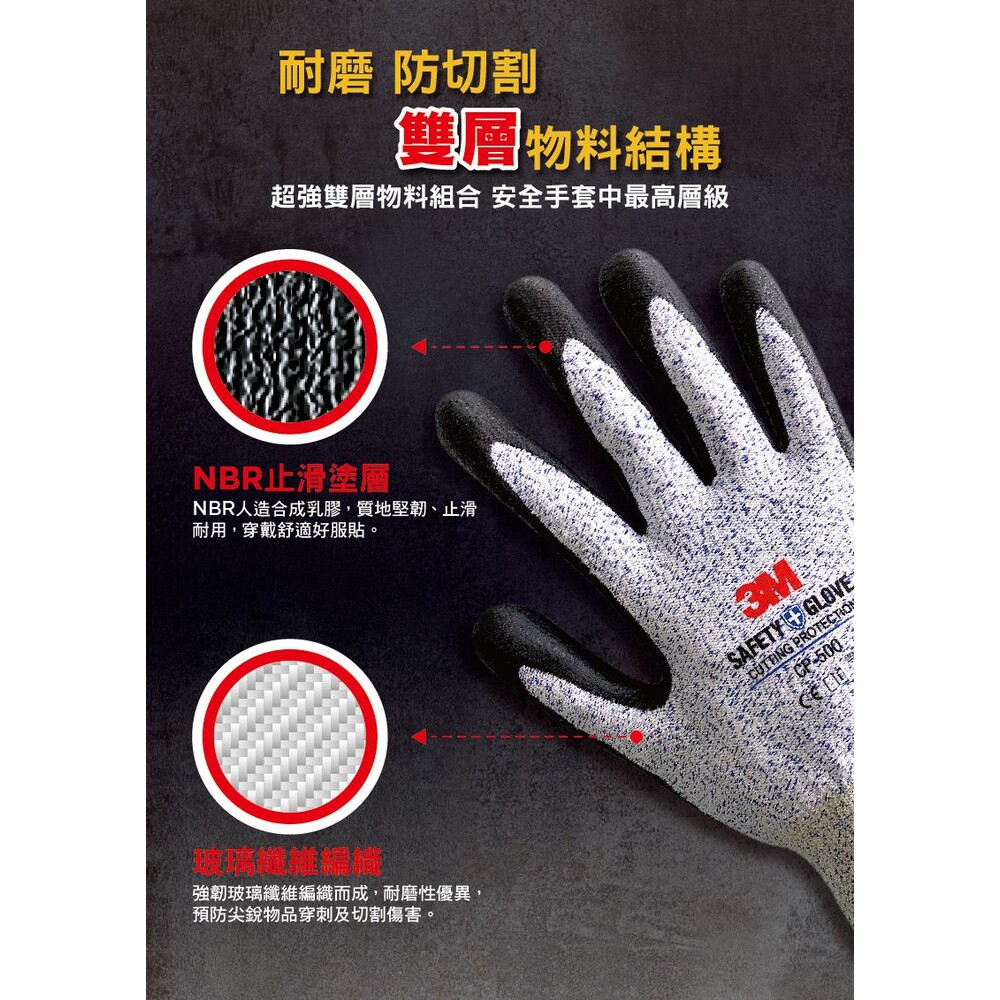 3M 專業型防切割耐磨安全耐磨手套  EN388-圖片-3