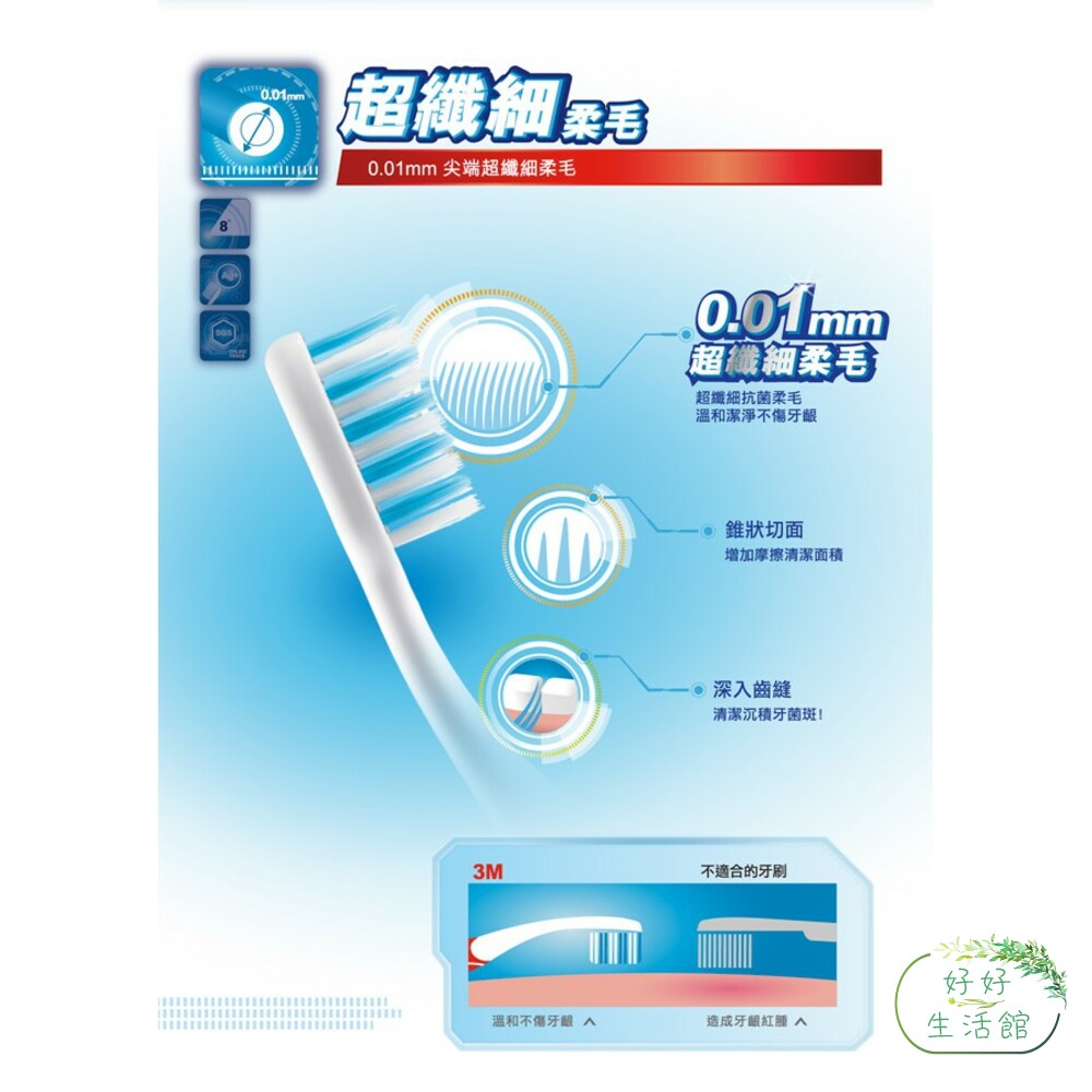 3M 8度角潔效抗菌牙刷1入(顏色隨機出貨)：小刷頭/標準-圖片-5