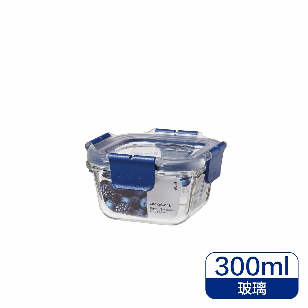 樂扣頂級透明耐熱玻璃保鮮盒300ML正方形(LBG205)
