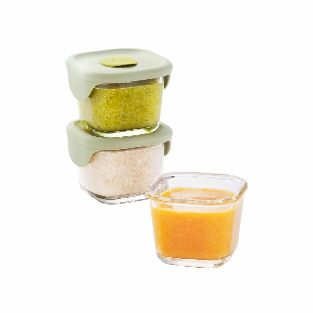 樂扣樂扣 寶寶副食品玻璃調理盒3入LLG509S3 方形/綠色-thumb
